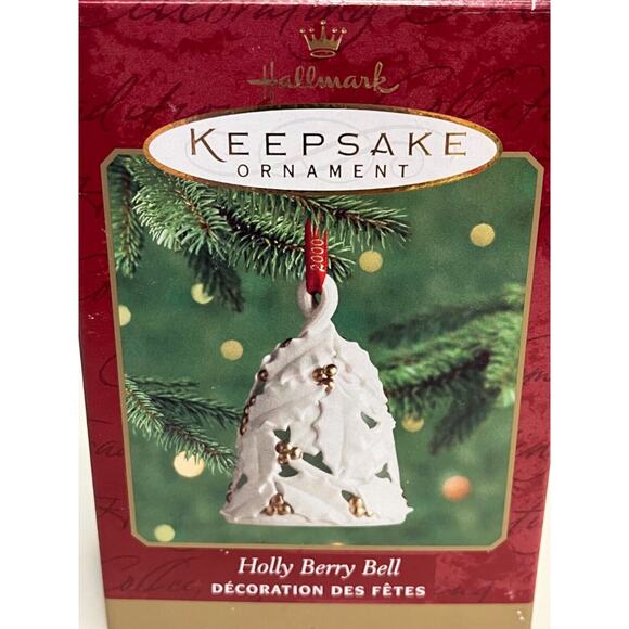 Hallmark HOLLY BERRY BELL ORNAMENT 2000 Millennium Edition Porcelain & Gold BOX - Picture 6 of 6